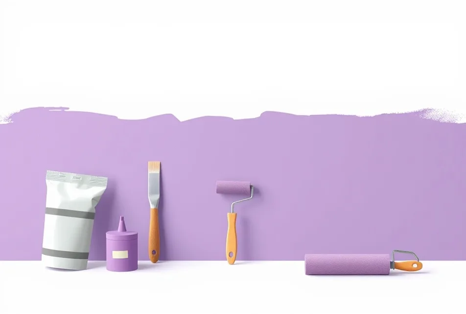Outils de peinture disposés dans l'ordre des étapes du chantier